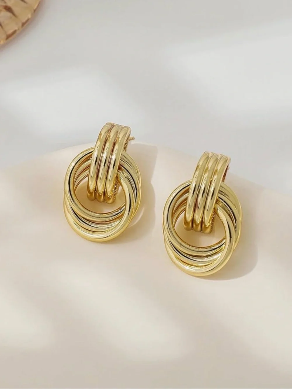 Twisted Knot Gold-Plate Hoop Earrings